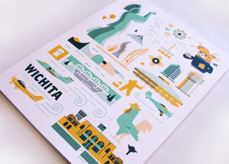 Patrick Giroux Wichita Landmarks Print