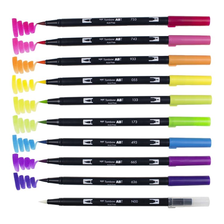 Tombow TOMBOW Dual Brush 10-Color Bright Pen Set