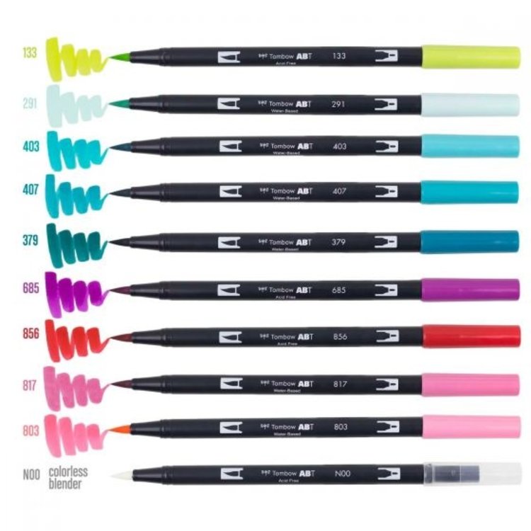 Tombow Dual Brush 10-Color Tropical Pen Set