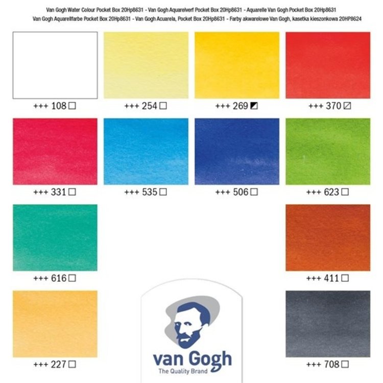 Van Gogh Watercolor Pocket Box Set, 12-Pan Basic Set