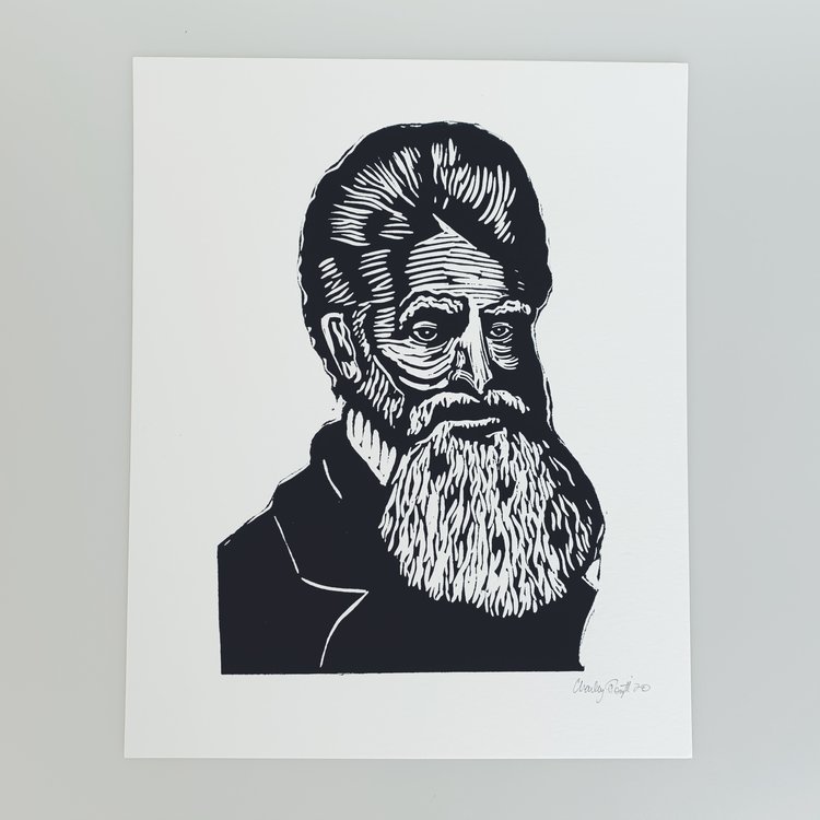 Charley Forsyth John Brown 8x10 linocut by Charley Forsyth