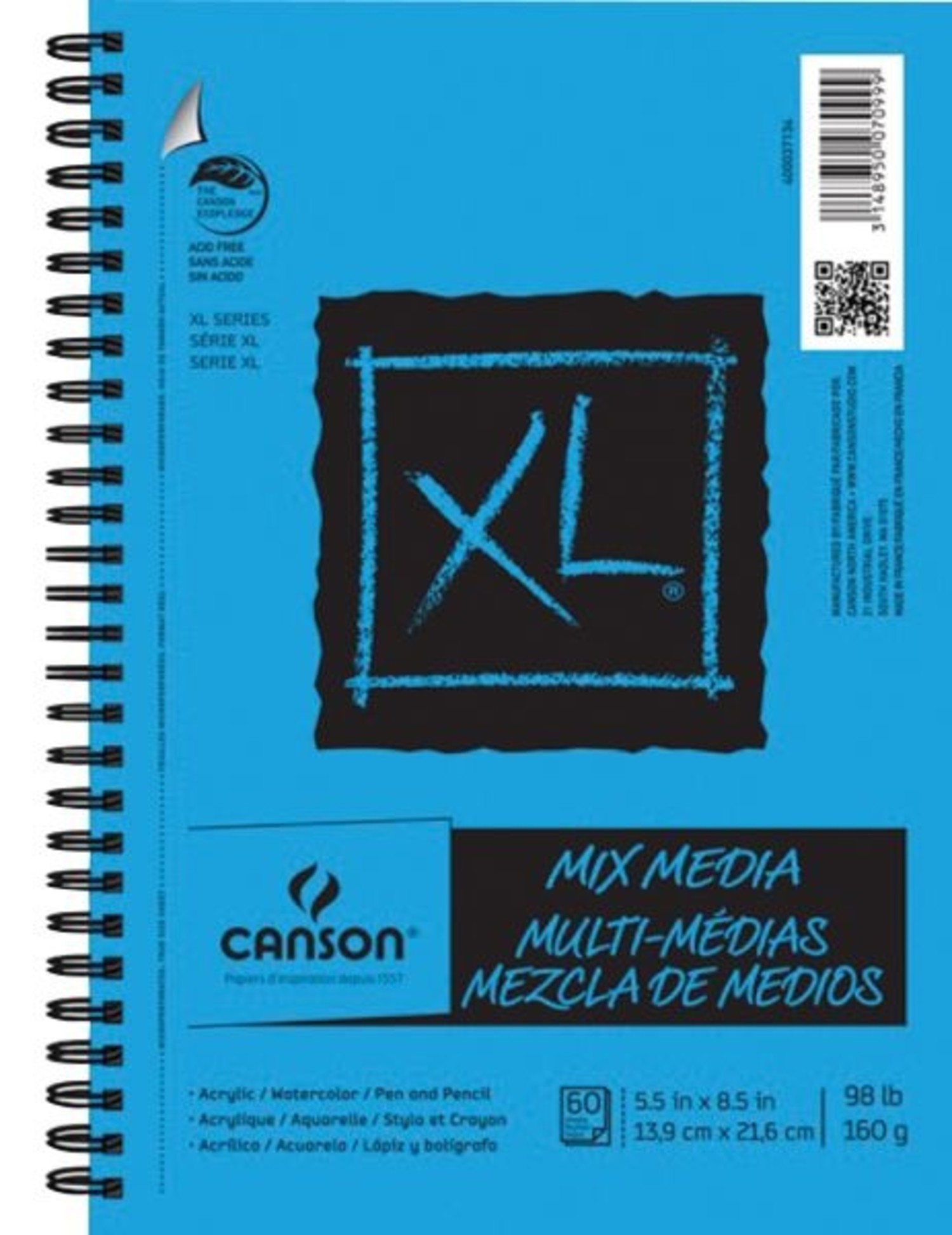 Canson XL Series Mix Media Pad 5.5X8.5 Side Wire 