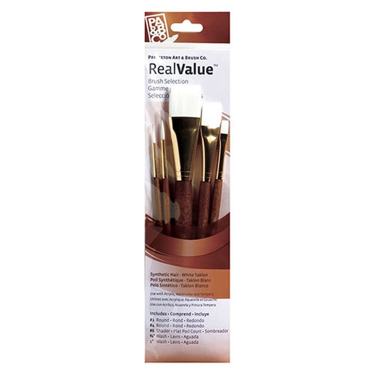 Princeton Real Value Brush Set of 5 (White Taklon)