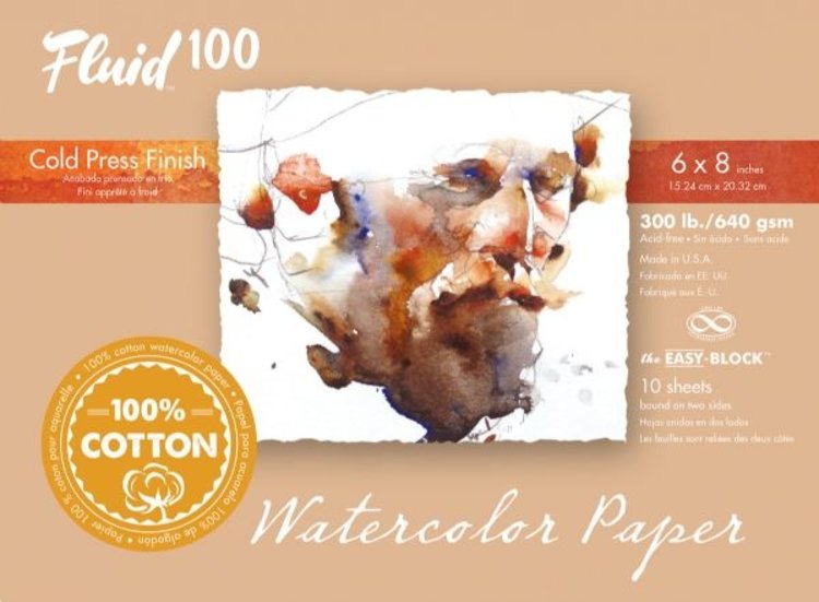 Global Art Materials Fluid 100 Watercolor Paper Blocks, 300lb