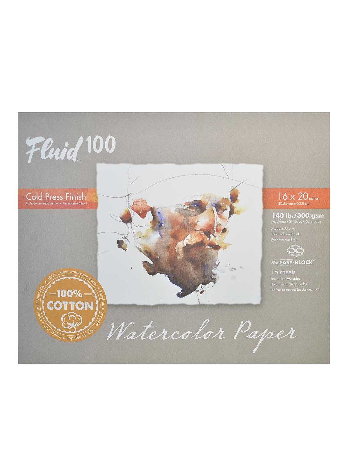 Fluid 100 Watercolor Paper Block - 140 lb. Cold Press 9 x 12