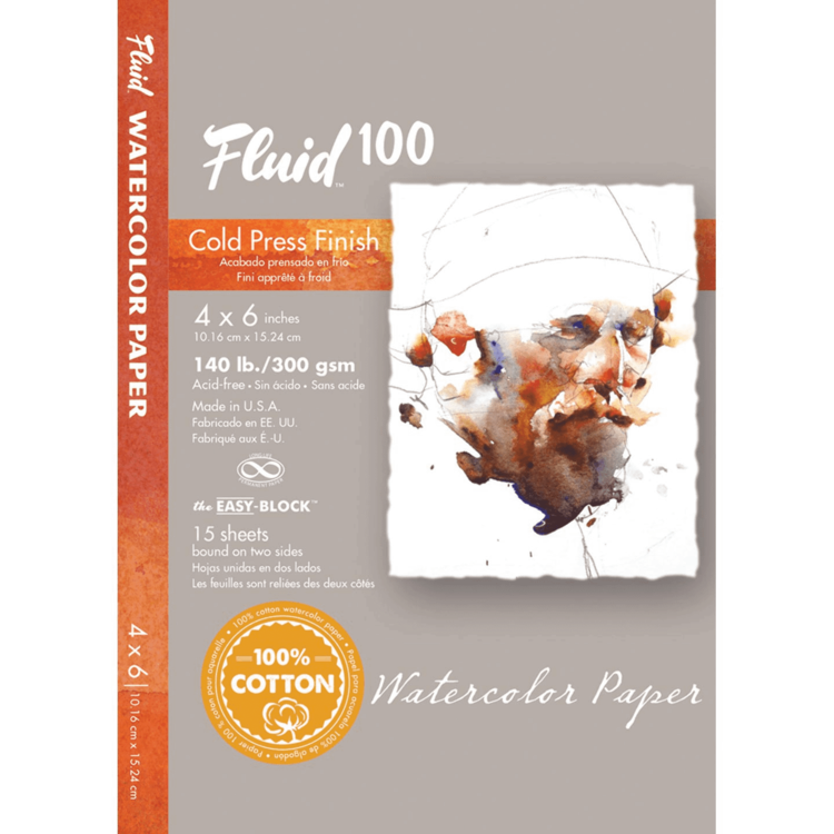 Global Art Materials Fluid 100 Watercolor Paper Blocks, 140lb