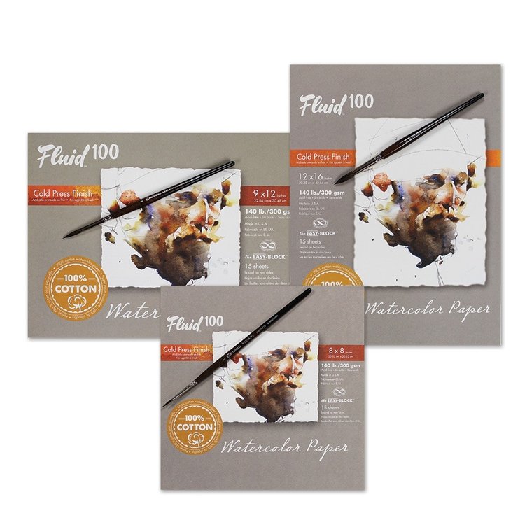Global Art Materials Fluid 100 Watercolor Paper Blocks, 140lb