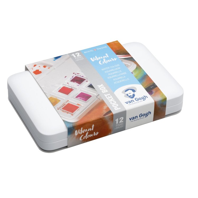 Van Gogh Watercolor Pocket Box Set, 12-Pan Vibrant Colors Set
