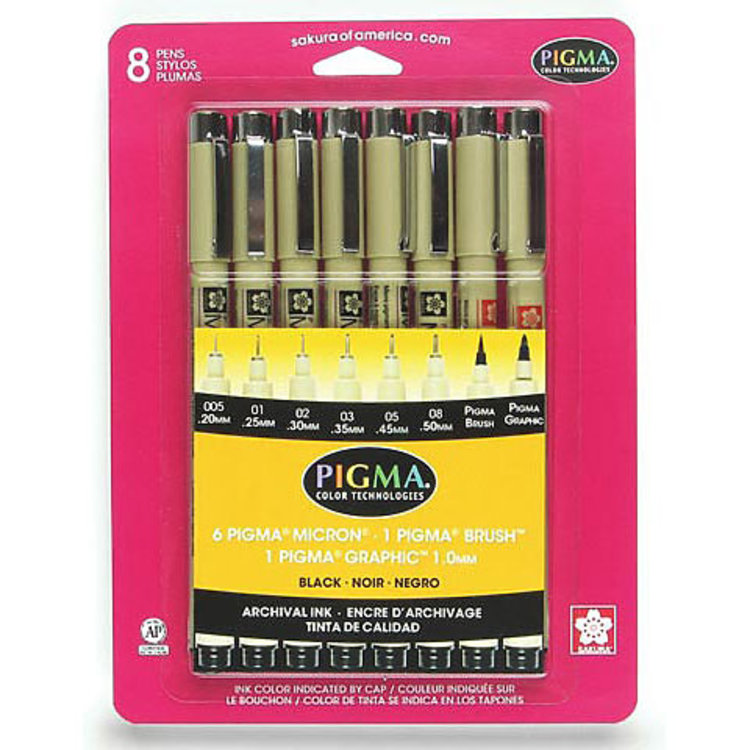 Sakura Pigma Micron Brush pen Set 8 pcs