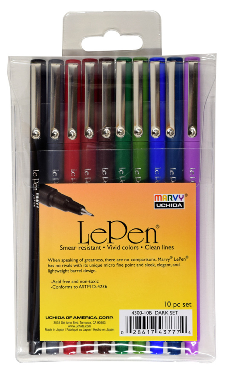 Marvy Uchida Le Pen 10 PC Set Dark Colors