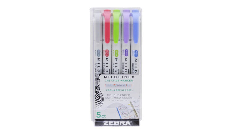 Zebra Mildliner mild green dark blue grey violet red 5 Color Set Nc