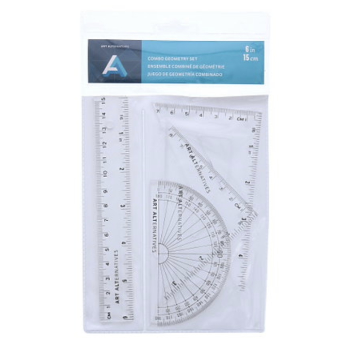 Art Alternatives 4 Piece Geometry Set with 6" Ruler