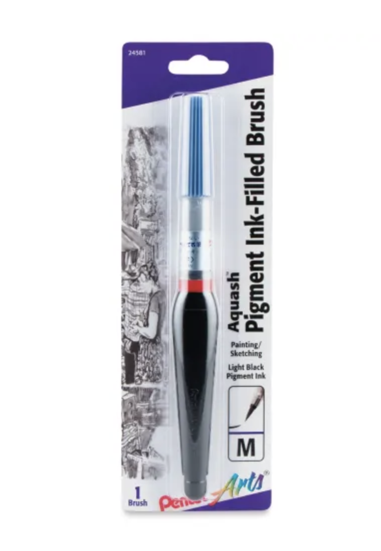 Pentel Aquash Brush Black Ink Size M