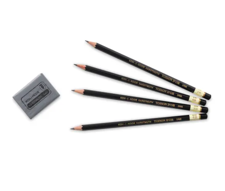 Koh-I-Noor Toison D'or Professional Graphite Pencil 4 Piece Set + Eraser