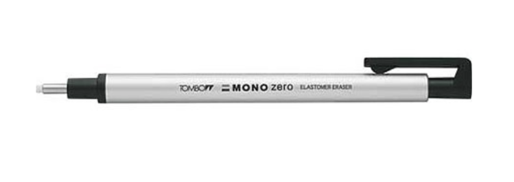 Tombow Mono Zero Round Silver Barrel Eraser