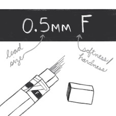 Pentel refill lead .5 mm F 12/tube