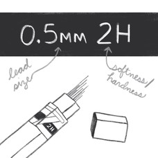 Pentel refill lead .5 mm 2H 12/tube