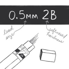 Pentel refill lead .5 mm 2B 12/tube