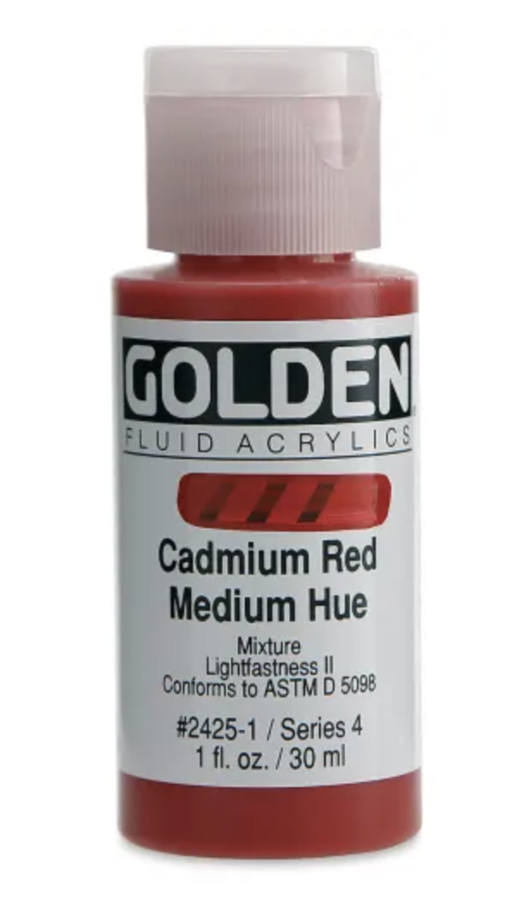 Golden Fluid Acrylic Cadmium Red Medium 1oz