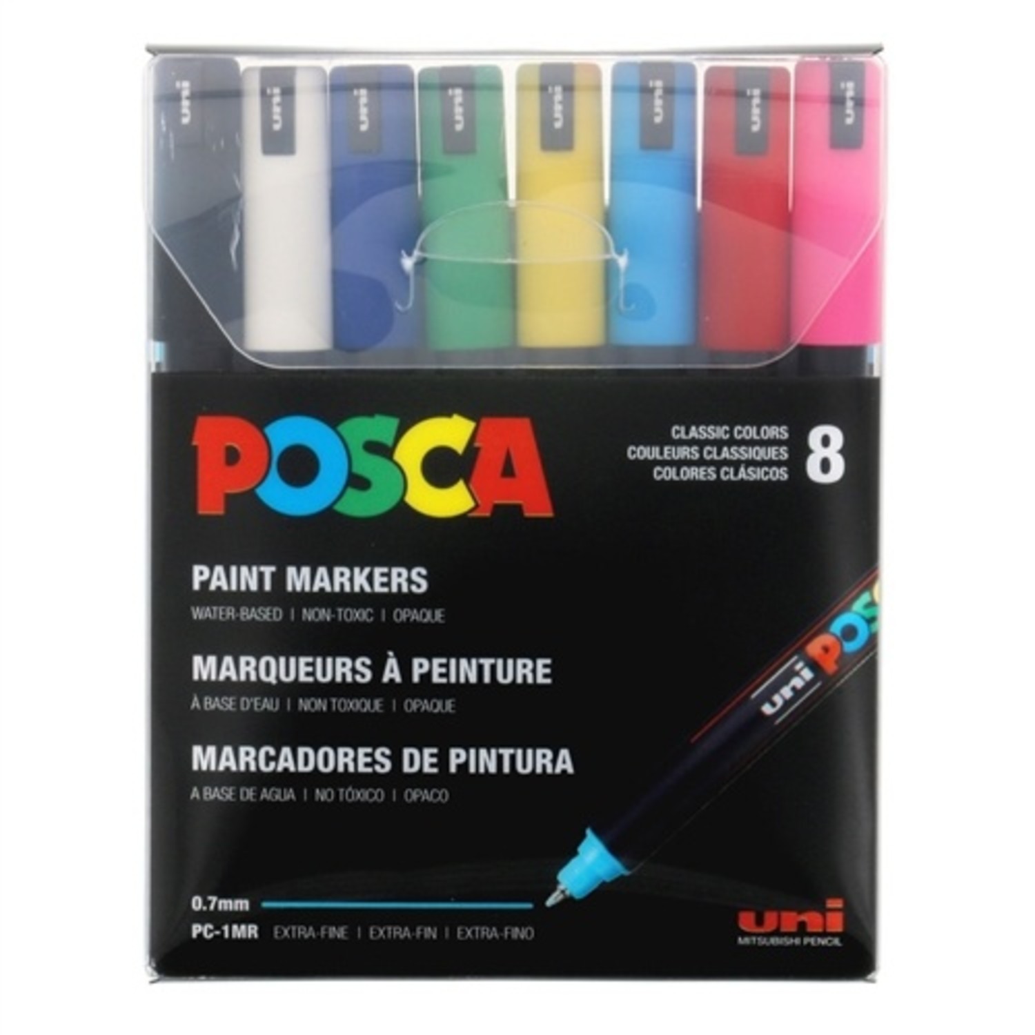 uni POSCA Acrylic Paint Marker - PC-5M Medium - 8 Dark Colors Set 