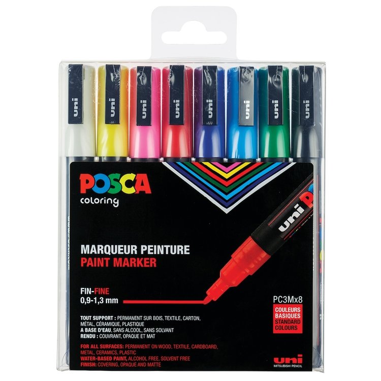 POSCA POSCA Paint Marker Sets, 8-Color PC-3M Fine Set