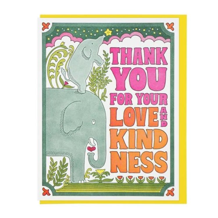 Lucky Horse Press Thank You For Your Love and Kindness Letterpress Card