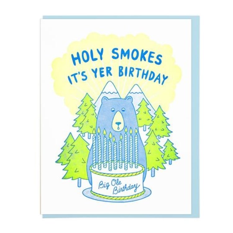 Lucky Horse Press Holy Smokes Birthday Letterpress Card