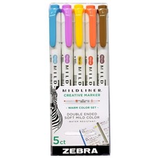 Zebra Mildliner 5-Color Set: Warm Colors