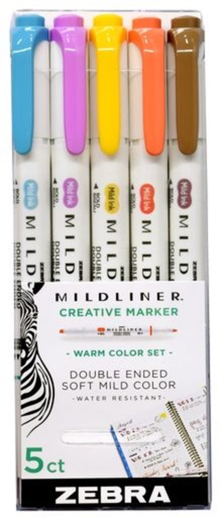 Zebra Mildliner 5-Color Set: Warm Colors