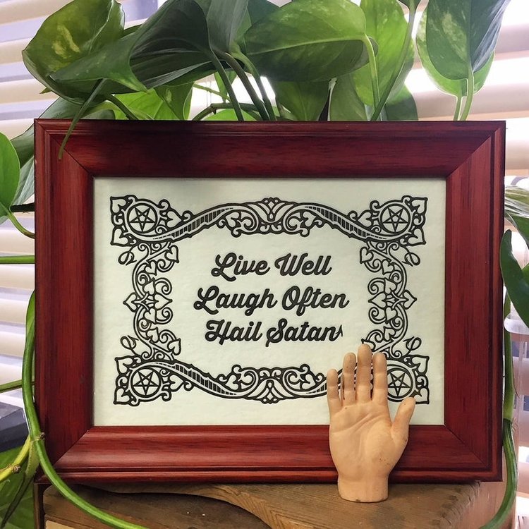 Skylab Letterpress Live Well, Laugh Often, Hail Satan 5x7 Letterpress Print