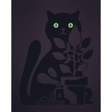 Little Friends of Printmaking Midnight Cat 8x10 print