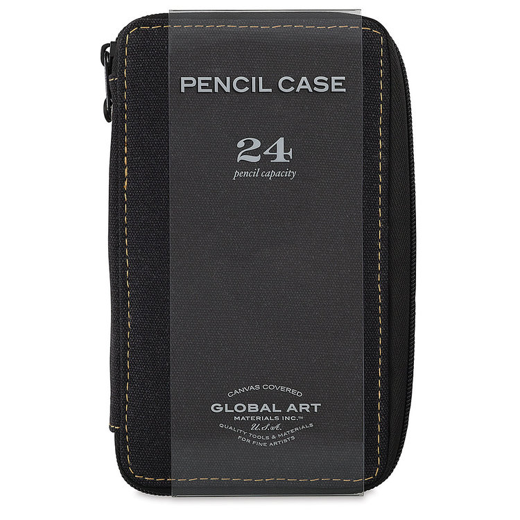 Global Art Materials Black Canvas Pencil Case, 24 Pencil Capacity