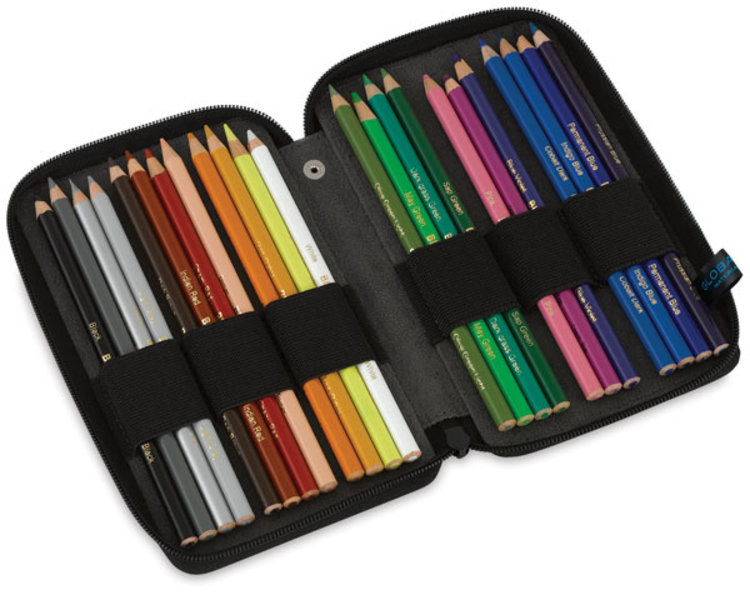Global Art Materials Black Canvas Pencil Case, 24 Pencil Capacity
