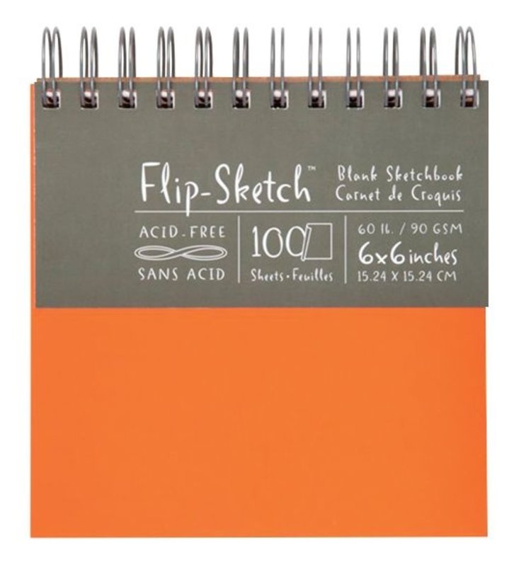 Global Art Materials Flip-Sketch Wire Sketchbook 6x6 Square | Mandarin
