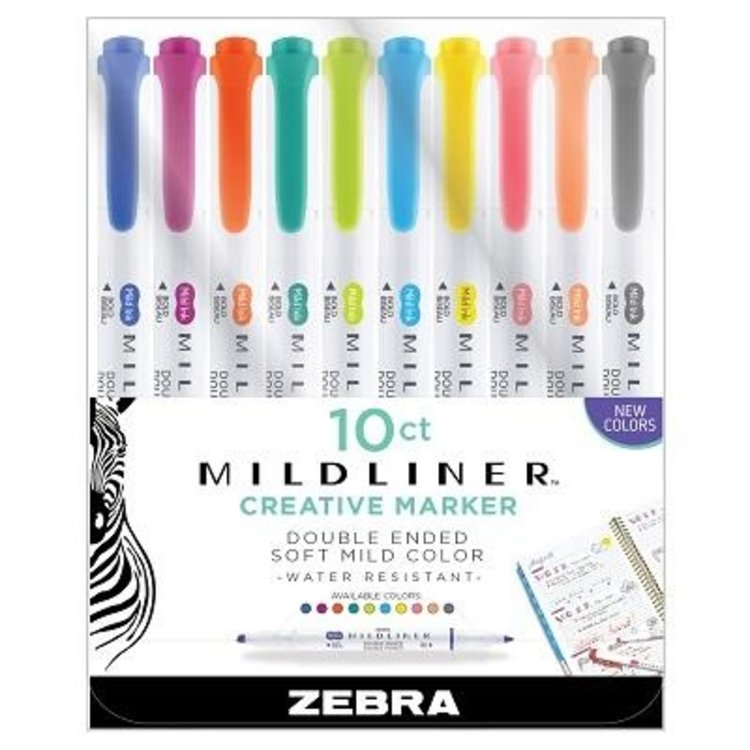 Zebra Mildliner Highlighter Pen New Colors 10 Piece Set