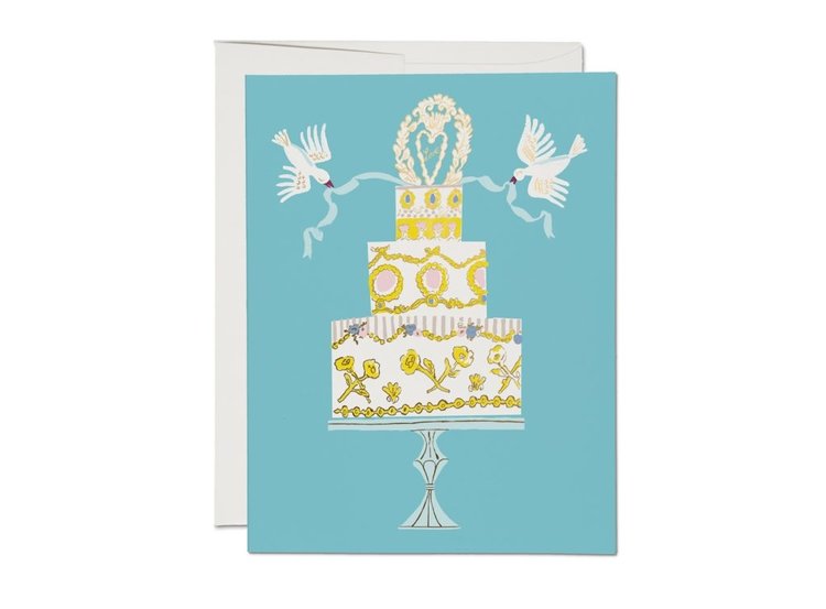 Red Cap Cards Love Cake Wedding Card
