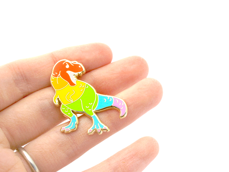 Shoal Rainbow T Rex Enamel Pin
