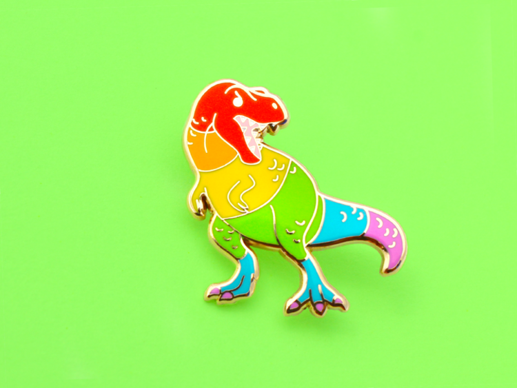 Shoal Rainbow T Rex Enamel Pin