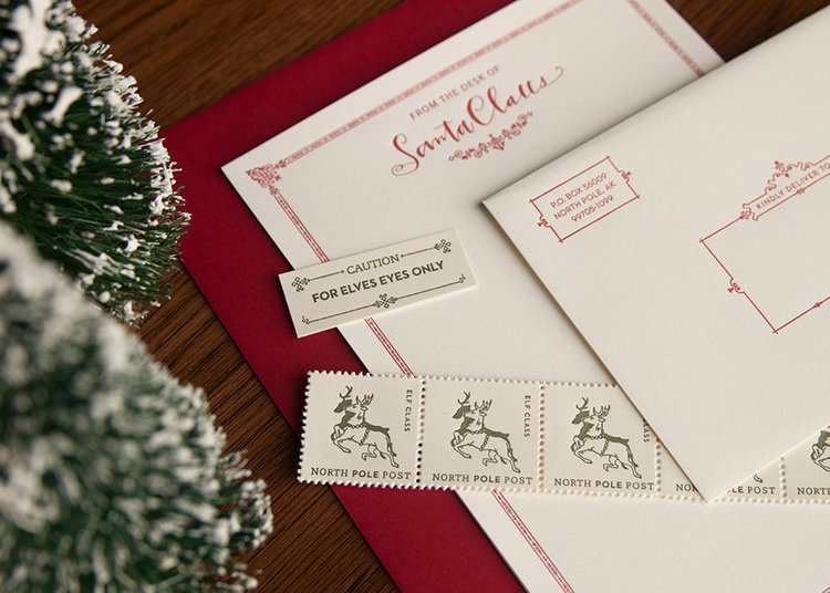 Skylab Letterpress Santa Stationery (pack of 5)