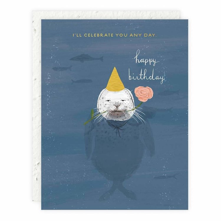 Seedlings Seal Card with plantable envelope "i'll celebrate you any day"