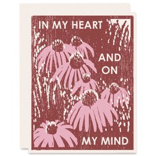 Heartell Press Coneflowers On My Mind Letterpress Card