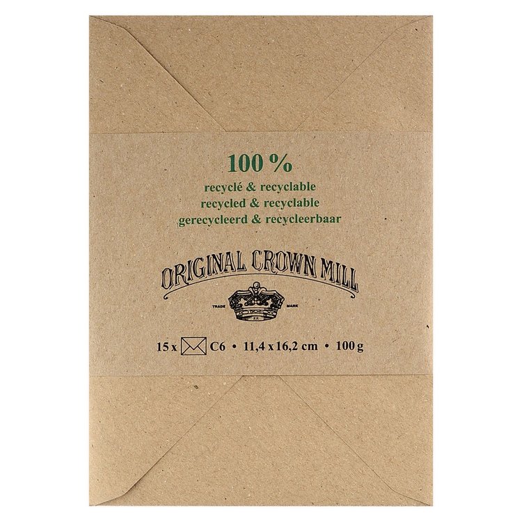 Original Crown Mill Stationery 100% Recycled Stationery A5 Envelopes