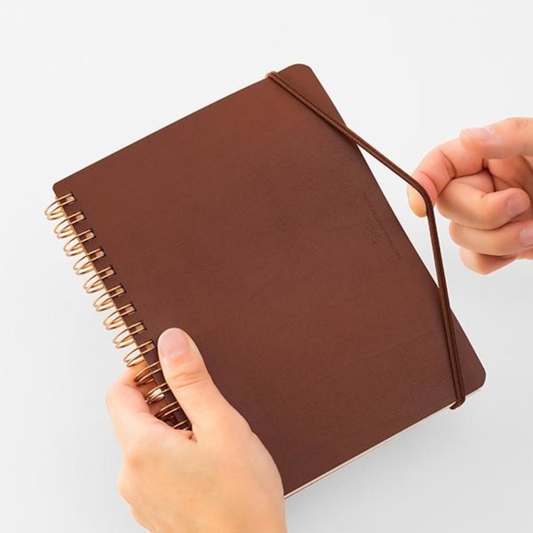Midori Grain B6 Leather Notebook - Dark Brown