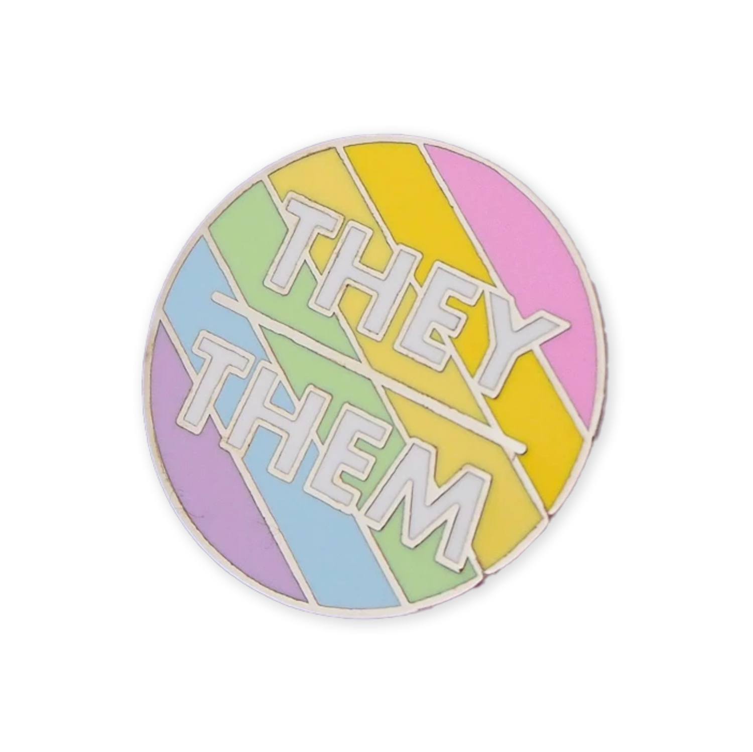 Hand Over Your Fairy Cakes They/Them Pastel Enamel Pronoun Pin