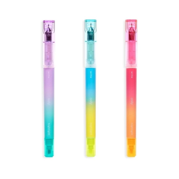 OOLY Writer's Duo Double Ended Fountain Pens & Highlighters Set of 3