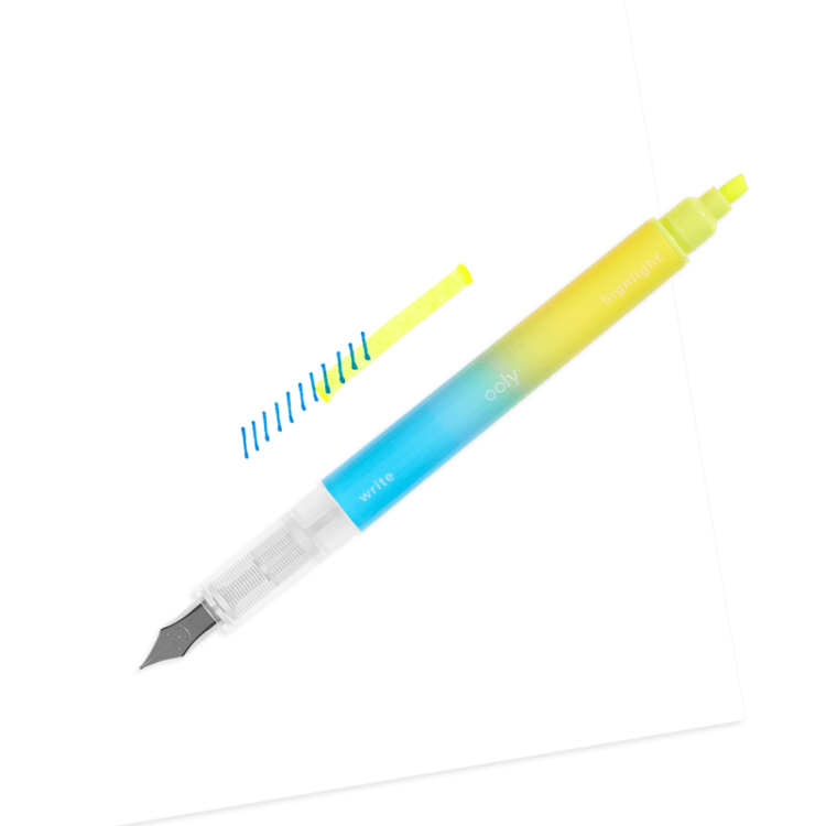 OOLY Writer's Duo Double Ended Fountain Pens & Highlighters Set of 3