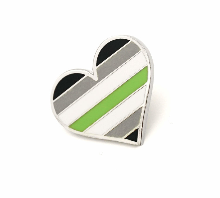 Compoco Agender Flag Heart Pin