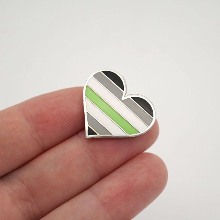 Compoco Agender Flag Heart Pin