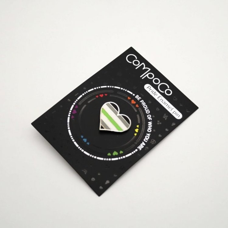 Compoco Agender Flag Heart Pin