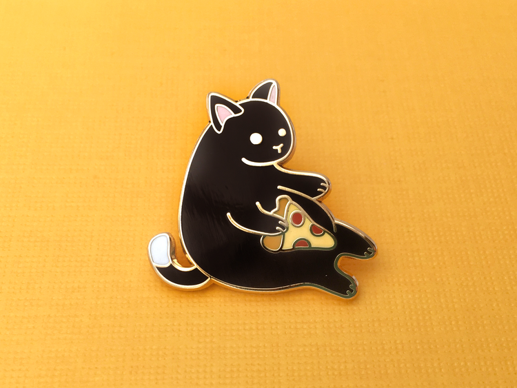 Shoal Black Pizza Cat Enamel Pin